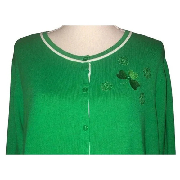 Vintage CHRISTOPER BANKS Sz 2X Plus Size St Patrick's Day Green Sweater CJ Banks - Picture 3 of 6